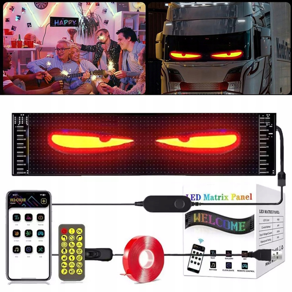 2 SZT. PŁYTA ŚWIETLNA CIĘŻARÓWKA OCZY, PANEL LED SAMOCHODOWY OCZY LED