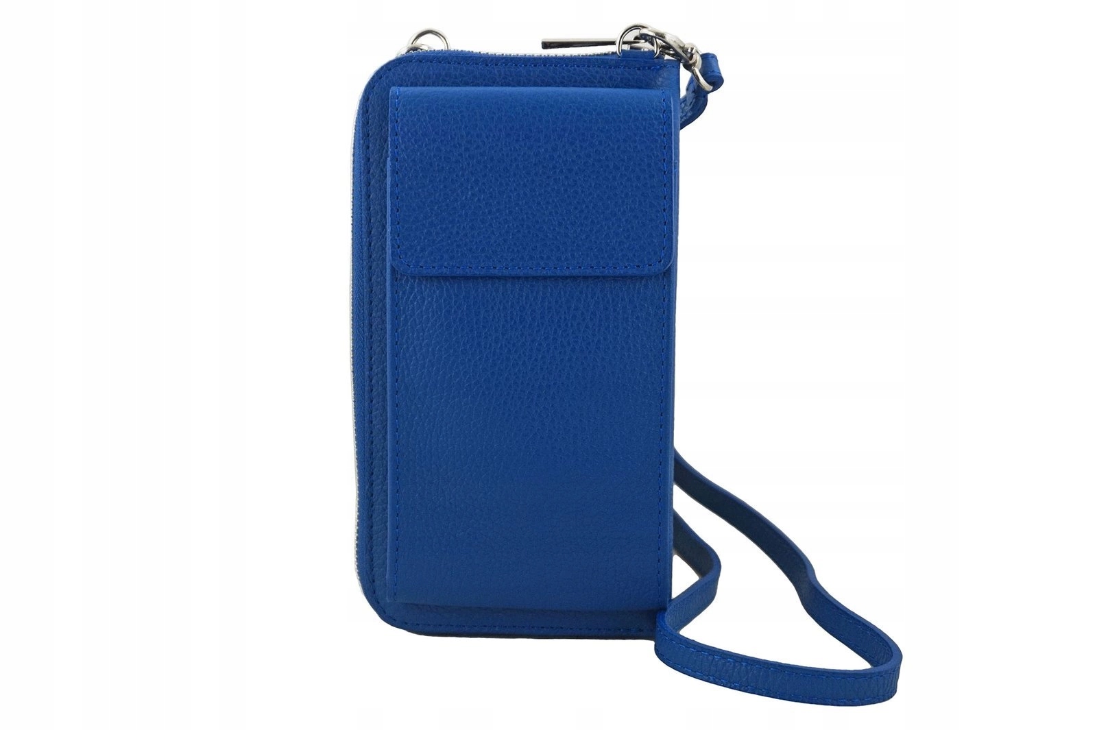 Peněženka pouzdro na telefon z přírodní kůže Modrá chrpová barva