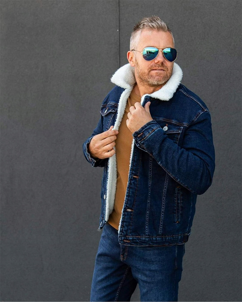Laid Back bunda pánská 15891 jeans džínová s kožíškem 3XL jeans