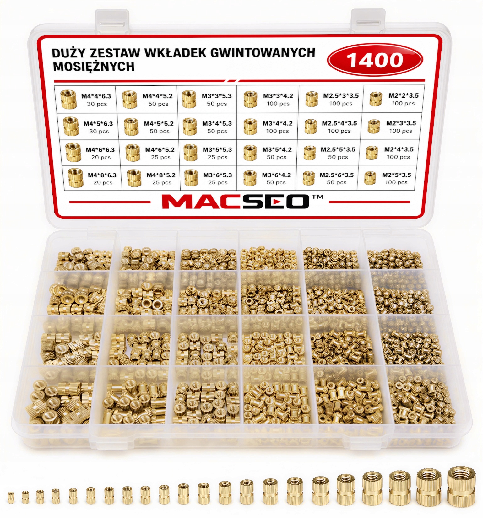 Mosazné Závitové Vložky Insert 1400KS M2-M4 Pro Tavení Macseo_pl