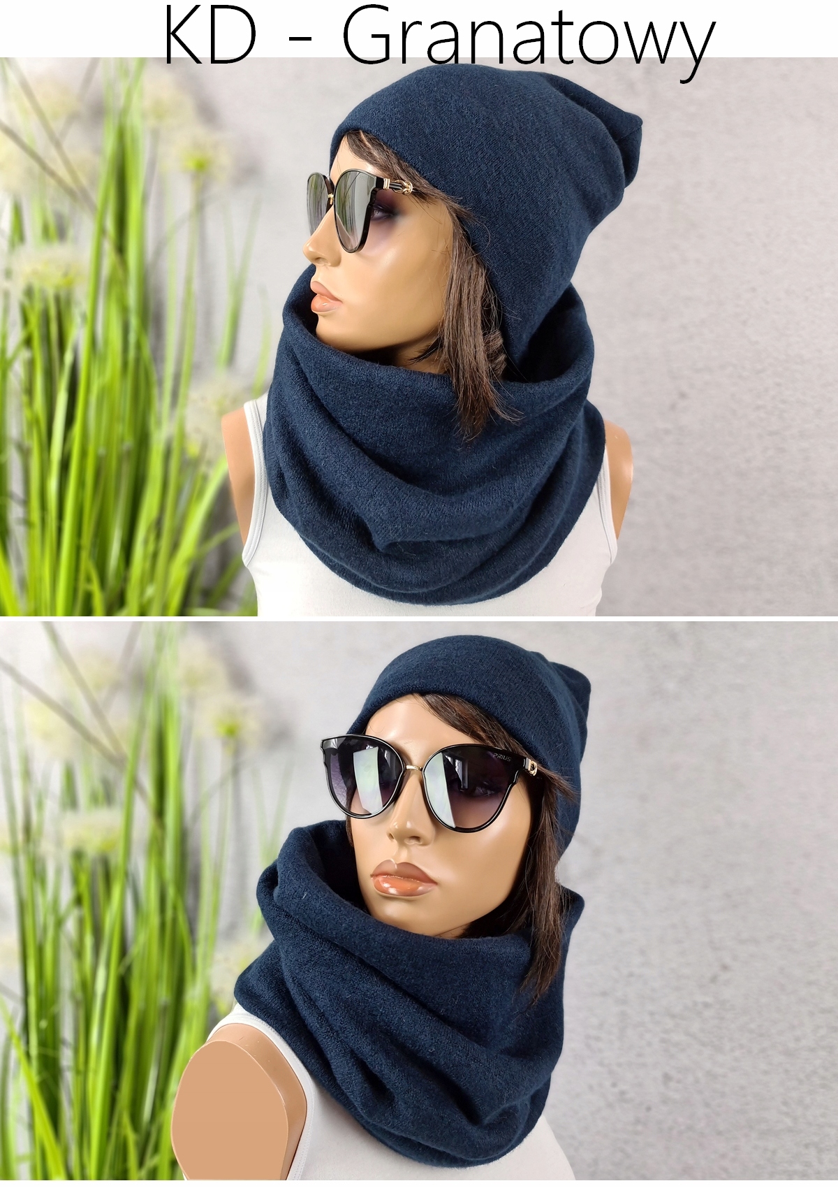 CIEPŁY Komplet CZAPKA + KOMIN GŁADKI zimowy KOLORY Marka Distribution4you