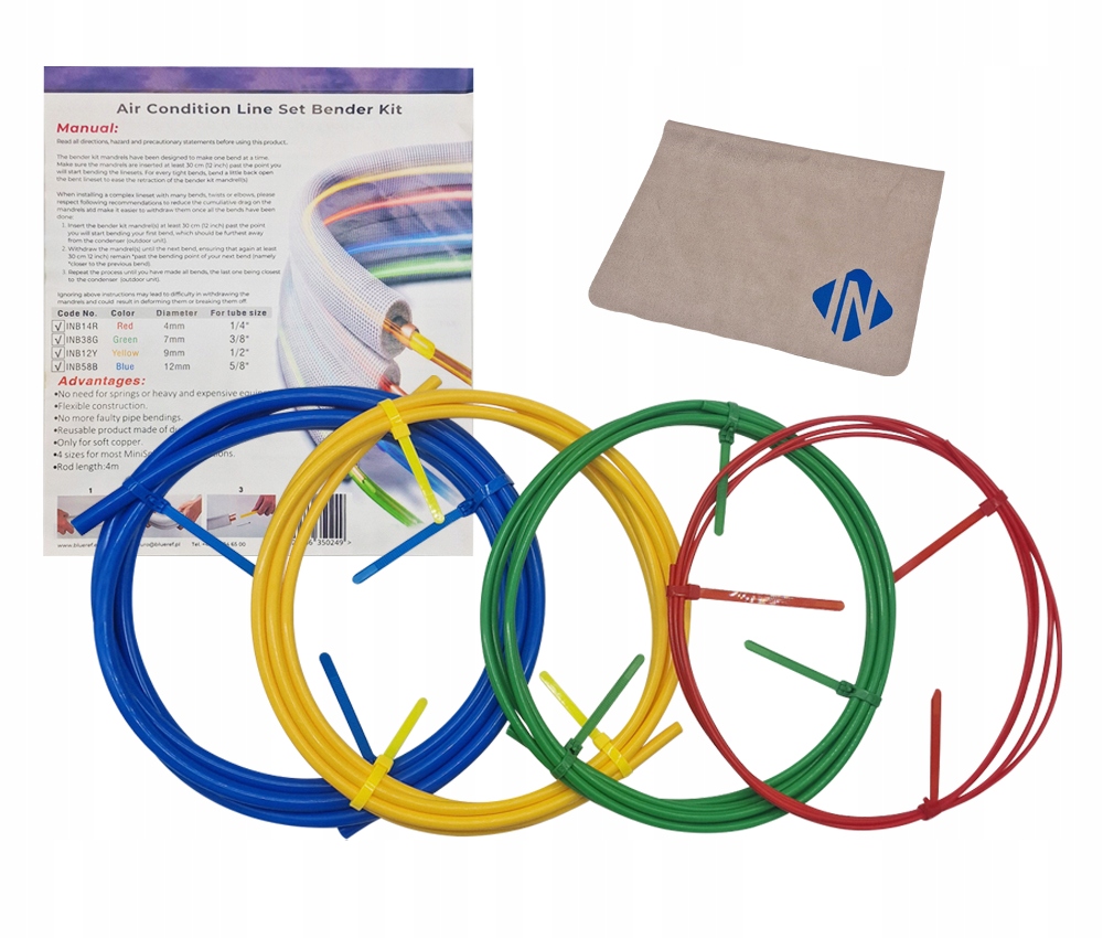 Sada tyčí pro ohýbání měděných trubek, vložky 1/4 3/8 1/2 5/8