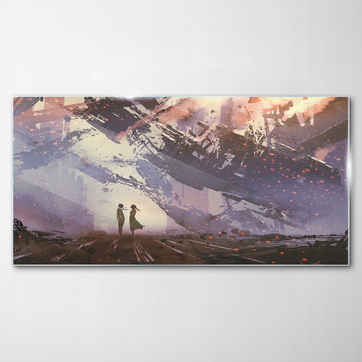 Tvrdený sklenený obraz Ľudia Budova 140x70