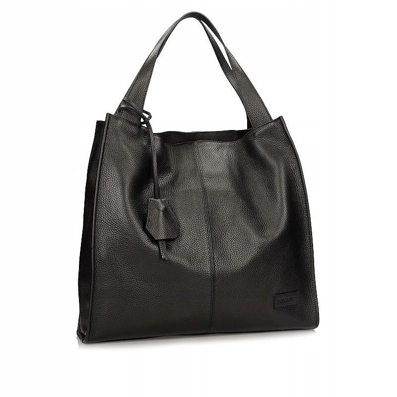 Dámská kabelka Toscanio G20 Černá kožená italská shopperka