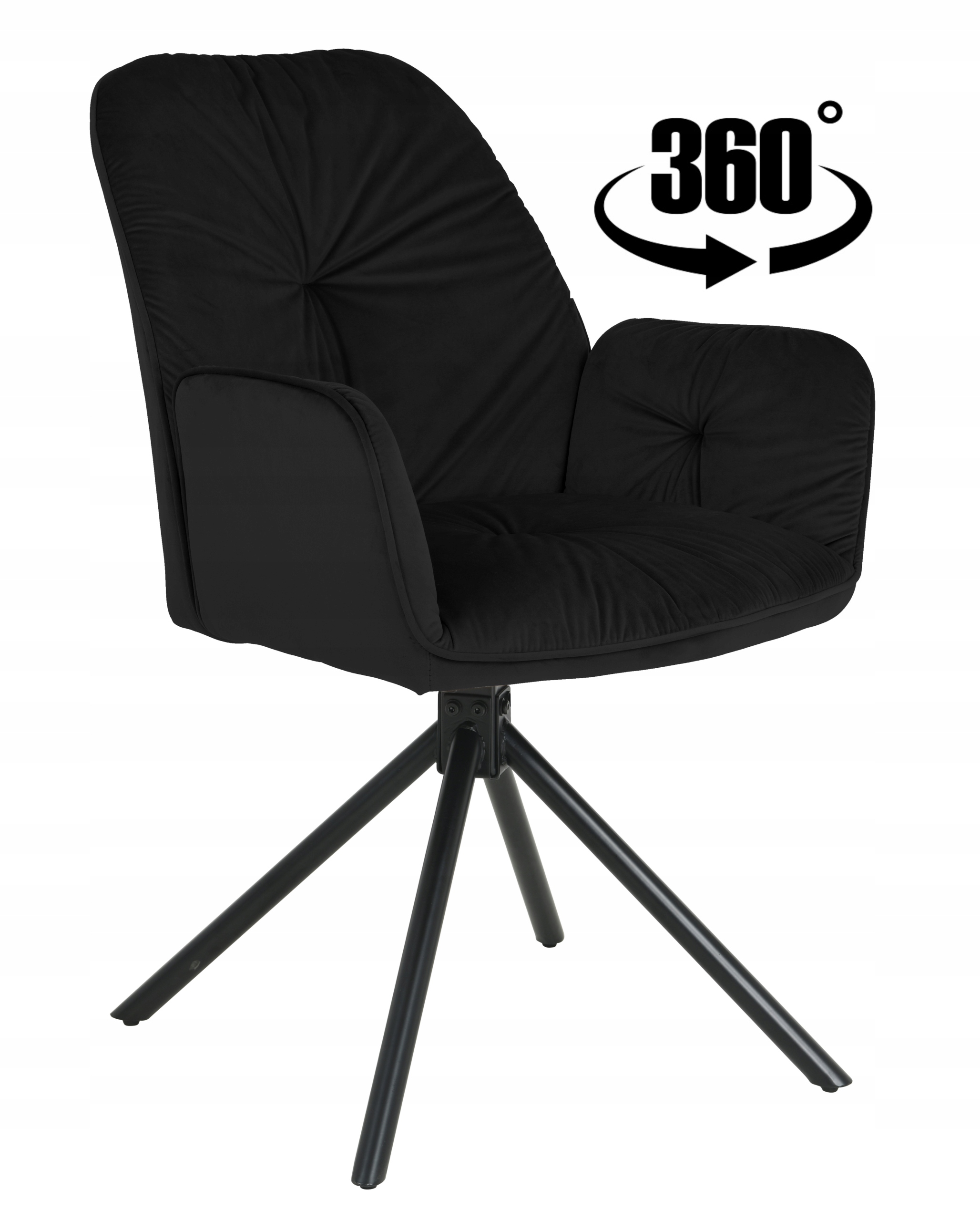 Krzesło obrotowe tapicerowane welurowe czarne do salonu jadalni biura Koen