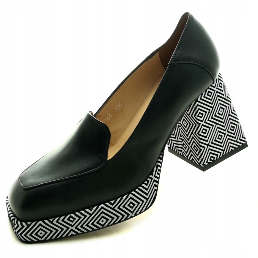 Elegantní dámské lodičky Přírodní Kůže s širokým podpatkem 9163