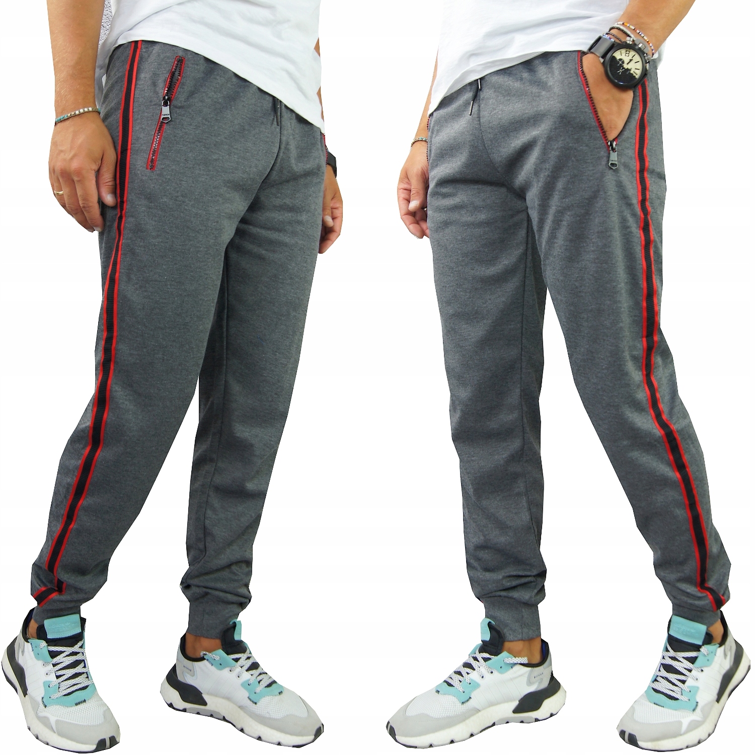 

Męskie Spodnie Dresowe Joggery zamek #052 r. M