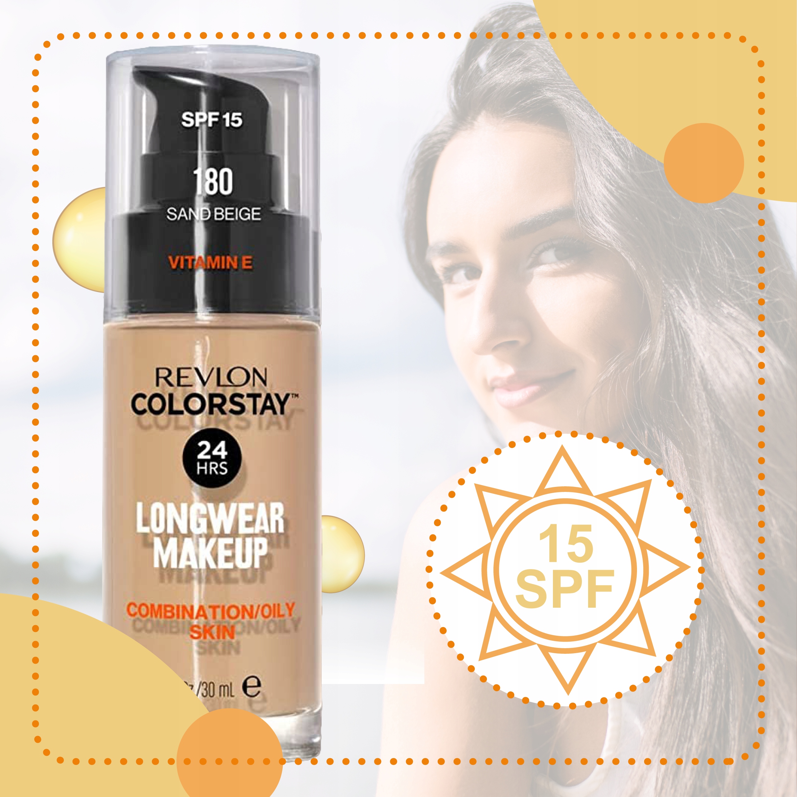 Revlon Podkład di twarzy Colorstay Comb/Oil 180 Sand Beige do skóry tłustej Konsystencja płynna