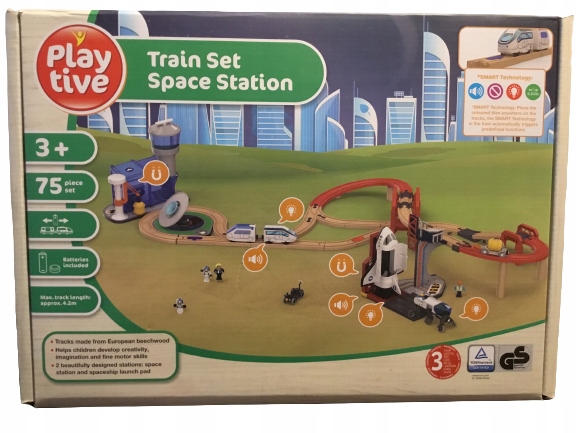 Playtive Drewniana kolejka Stacja kosmiczna 75 elementów