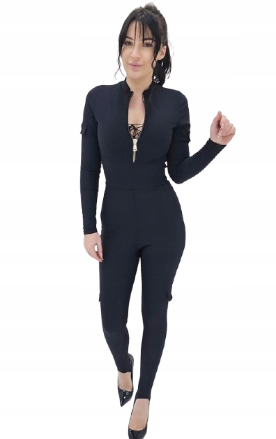 Sygdziak Dámská žebrovaná kombinéza Military černá Se Zipem