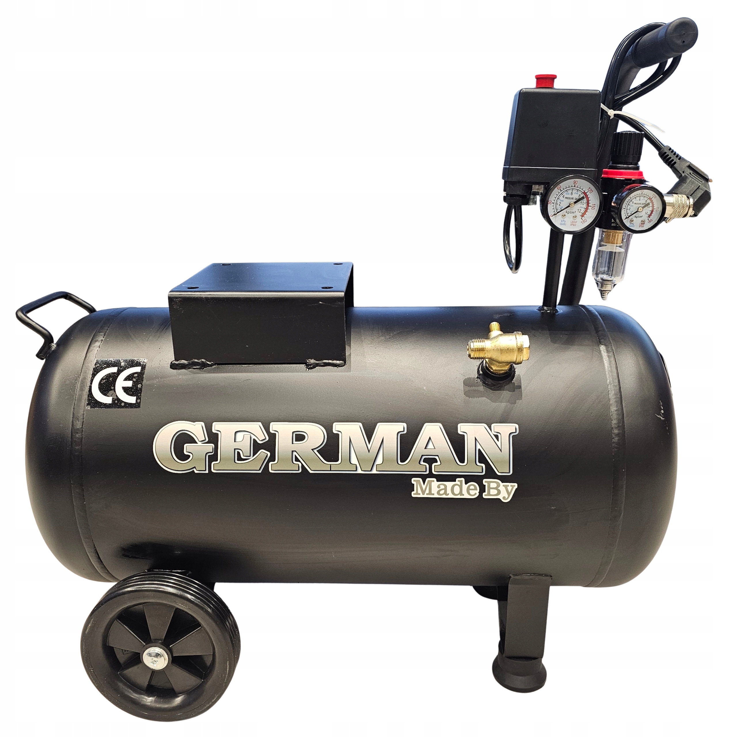 Láhev Nádrž Na Olejový Kompresor 230V Tlakový Spínač Napájecí Ventil Sada 50 L