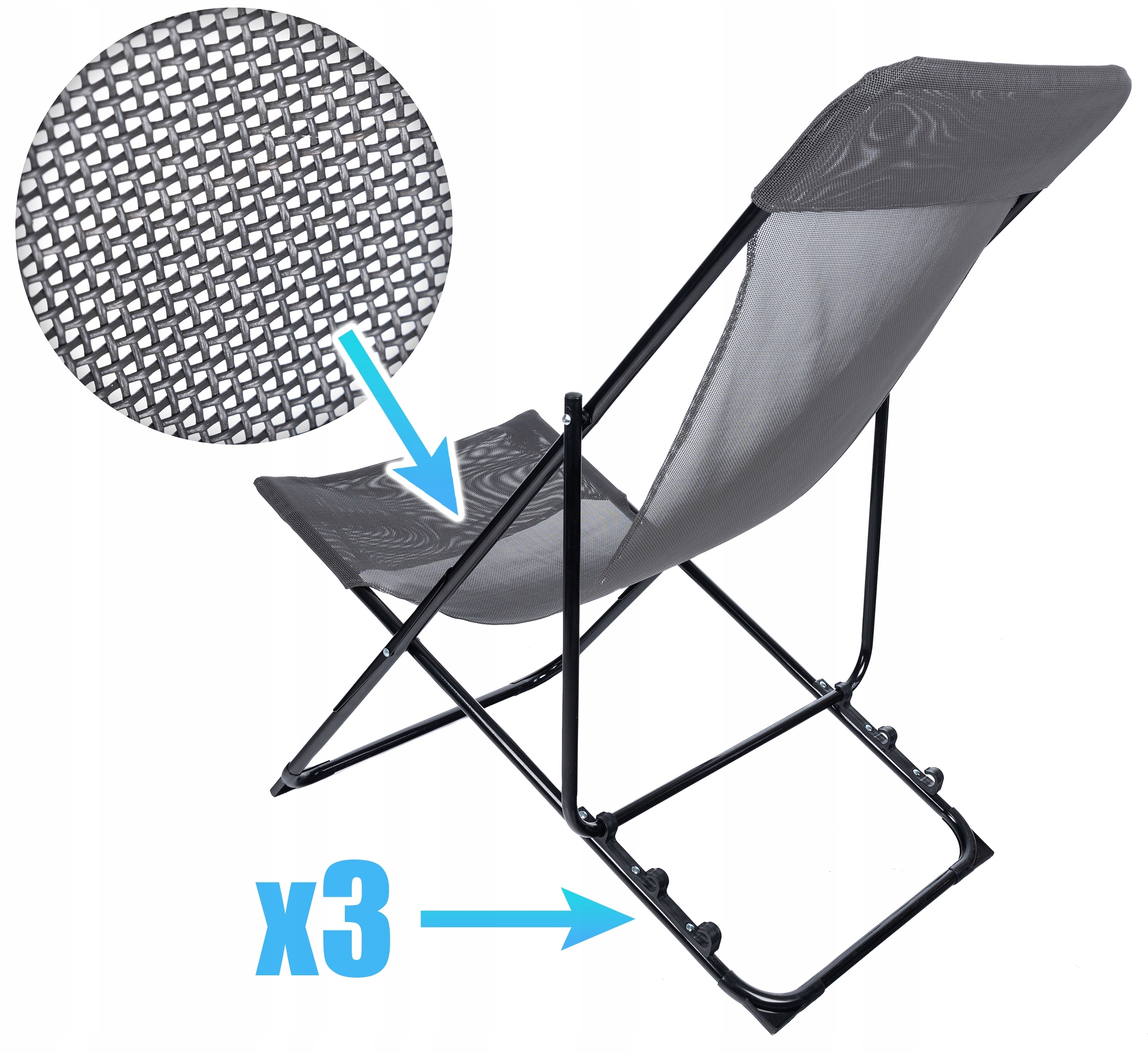 Leżak FOTEL OGRODOWY Plażowy KRZESŁO BALKONOWE SKŁADANE KEMPINGOWE Waga produktu z opakowaniem jednostkowym 3.3 kg