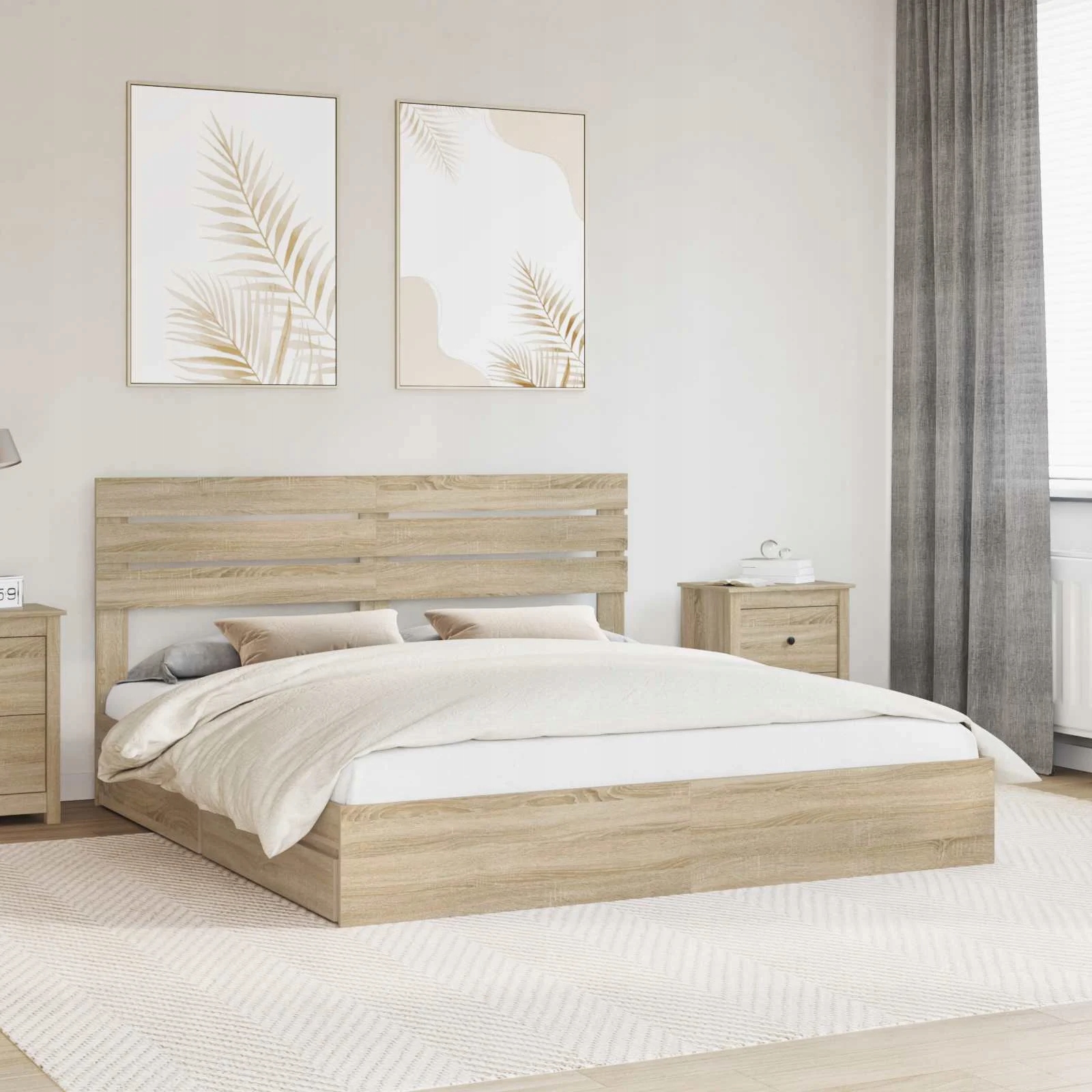 vidaXL Postel s úložným prostorem s čelo Sonoma dub 180 x 200 cm