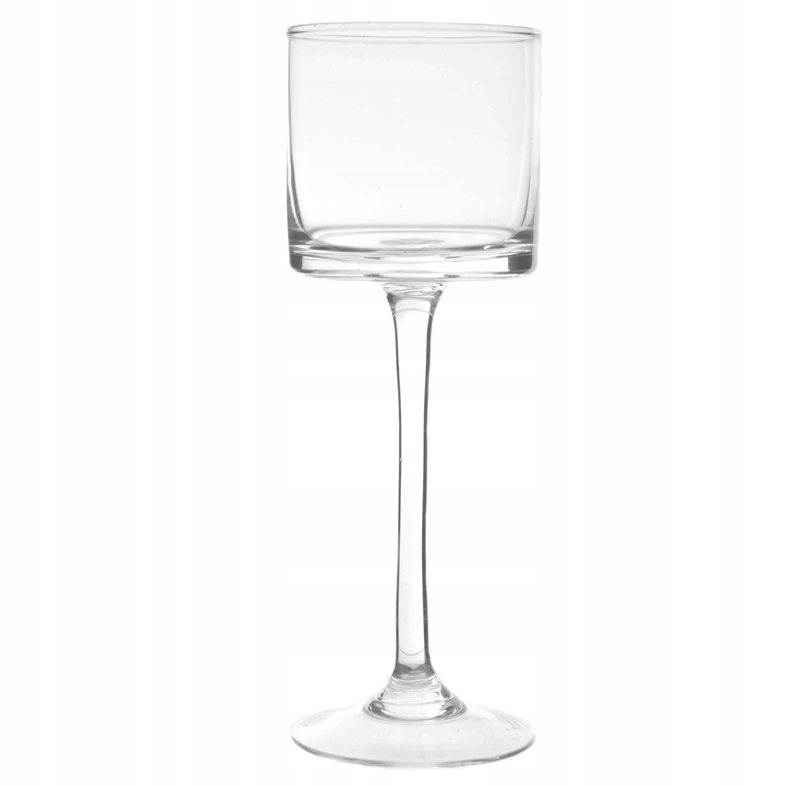 ŚWIECZNIK szklany na nóżce GLAMOUR ślub 25x9 cm