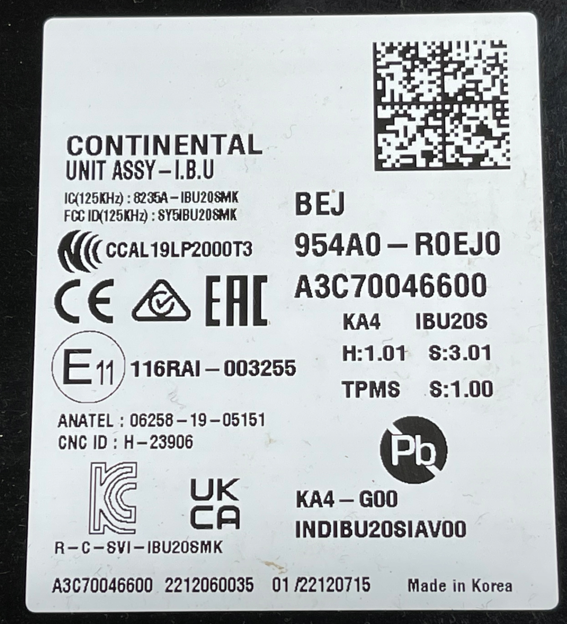 B3 KIA CARNIVAL IV 2020 - control unit module computer BCM 954A0-R0EJ0