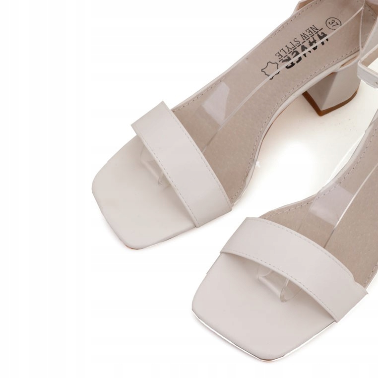 BIAŁE SANDAŁKI DAMSKIE NA SŁUPKU EKOSKÓRA SANDAŁY NA OBCASIE ZAMSZOWE Marka inna