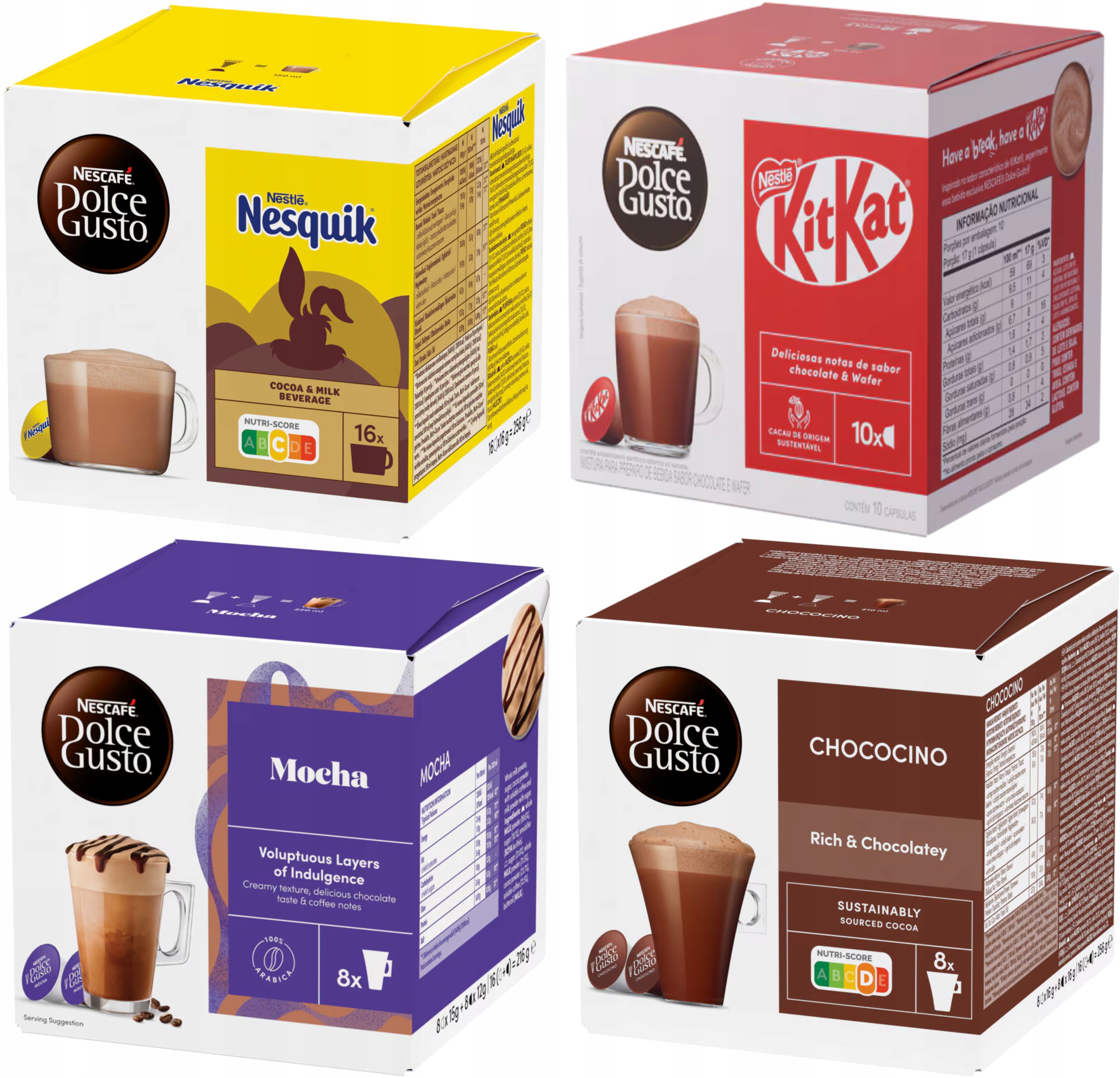 Levně Kapsle Dolce Gusto Nescafe Čokoládová sada 4 x 16 kusů