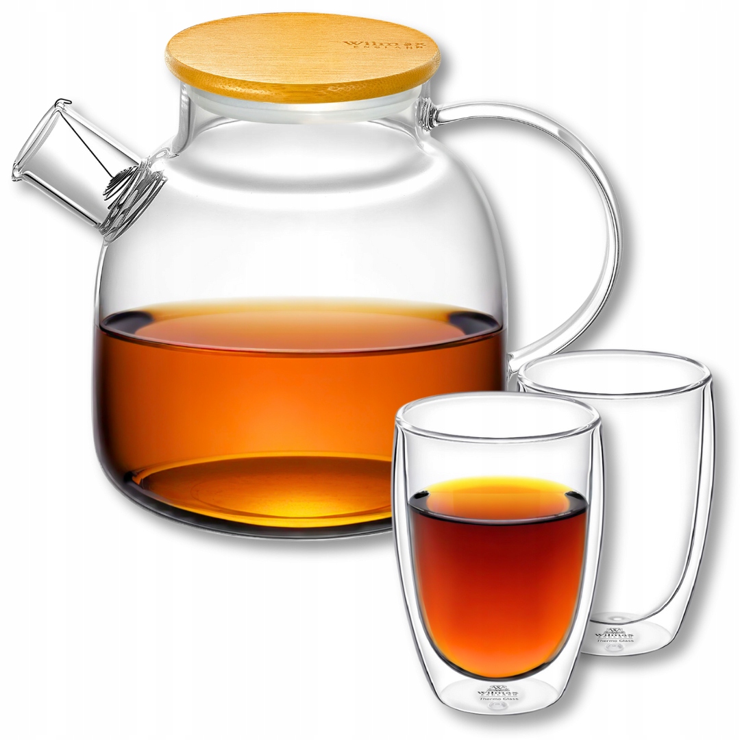Konvice na čaj 1,2 l a 2 sklenice 400 ml ze žáruvzdorného skla Wilmax