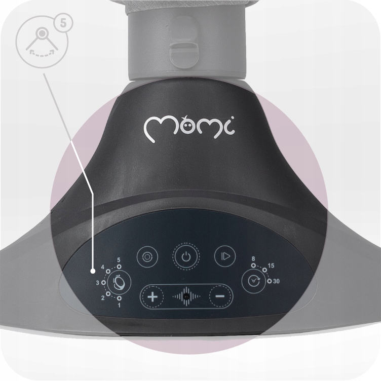 Leżaczek bujaczek MoMi Kenani Grey z pilotem i daszkiem