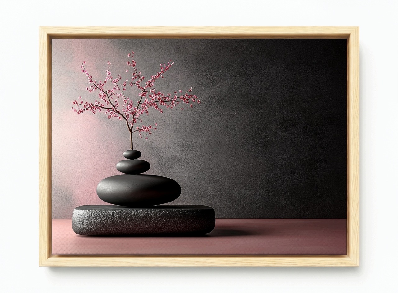 Obraz Rama American Box Zen Wellness Kameny Sakura Harmonie Relax 60x40