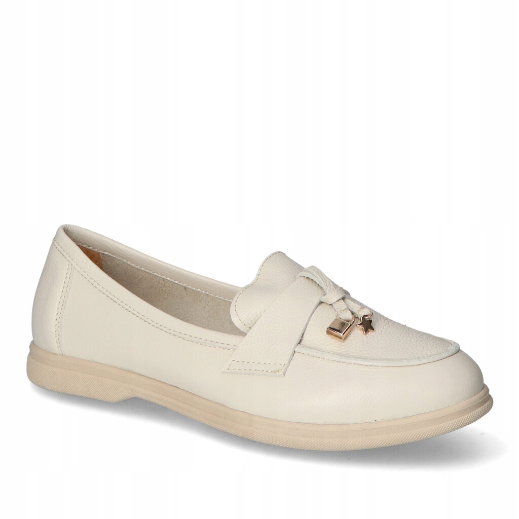 Dámské mokasíny Polobotky Tuomo Béžová+ozdoba Přírodní kůže 39