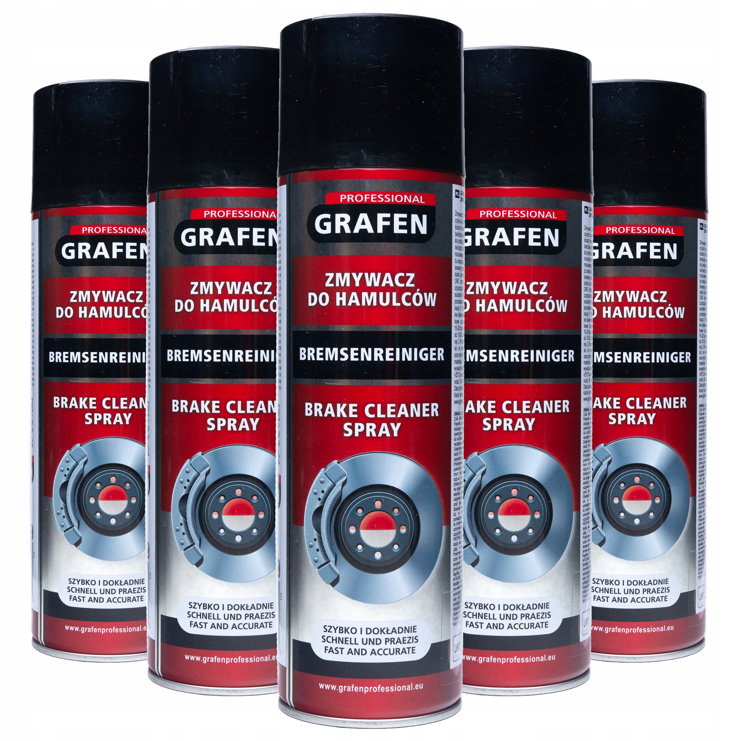 5x Środek Odtłuszczania Zmywacz Hamulców Grafen Brake Cleaner Spray 500ml