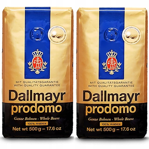 2 Org. Niemieckie Kawy Ziarniste Dallmayr Prodomo 500G 100% Arabica 1KG