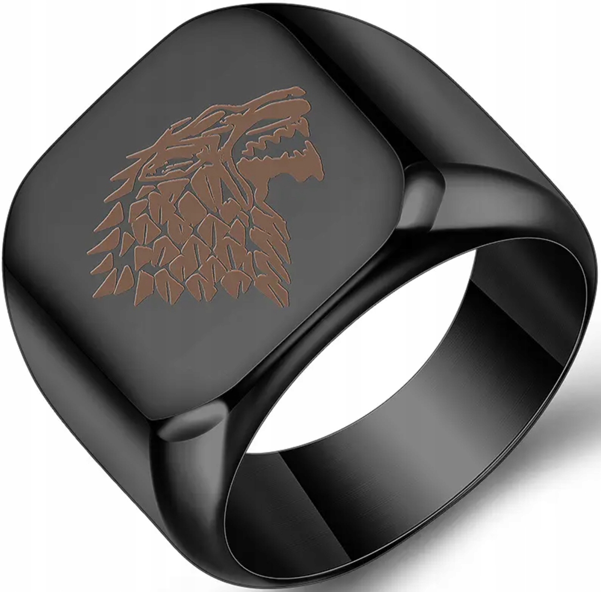 Černý Sygnet s Vlkem Wolf Zaklínač Luxusní Elegantní Ocel Ušlechtilá