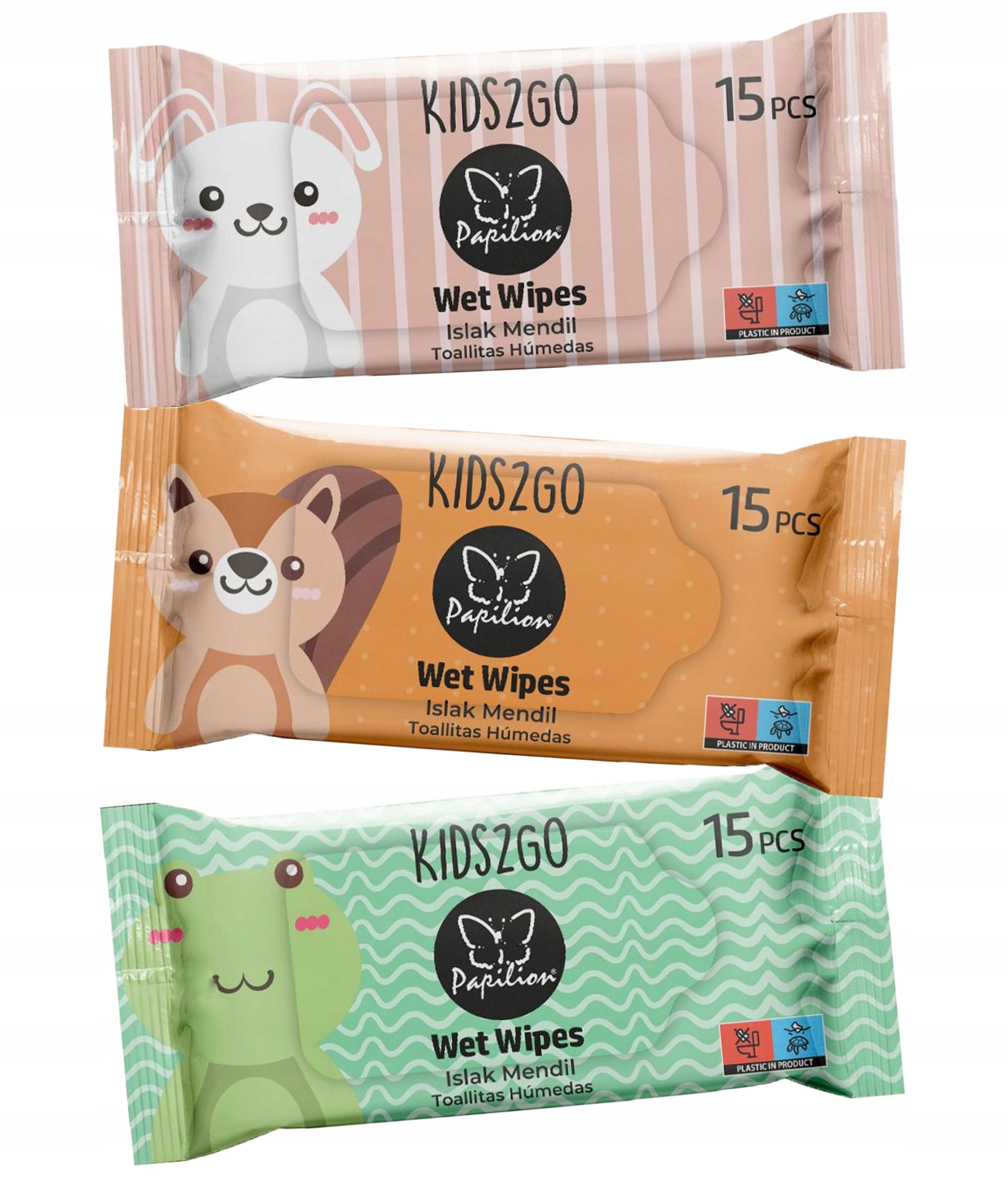 PAPILION KIDS2GO KIESZONKOWE CHUSTECZKI NAWILŻANE DLA DZIECI 15 szt