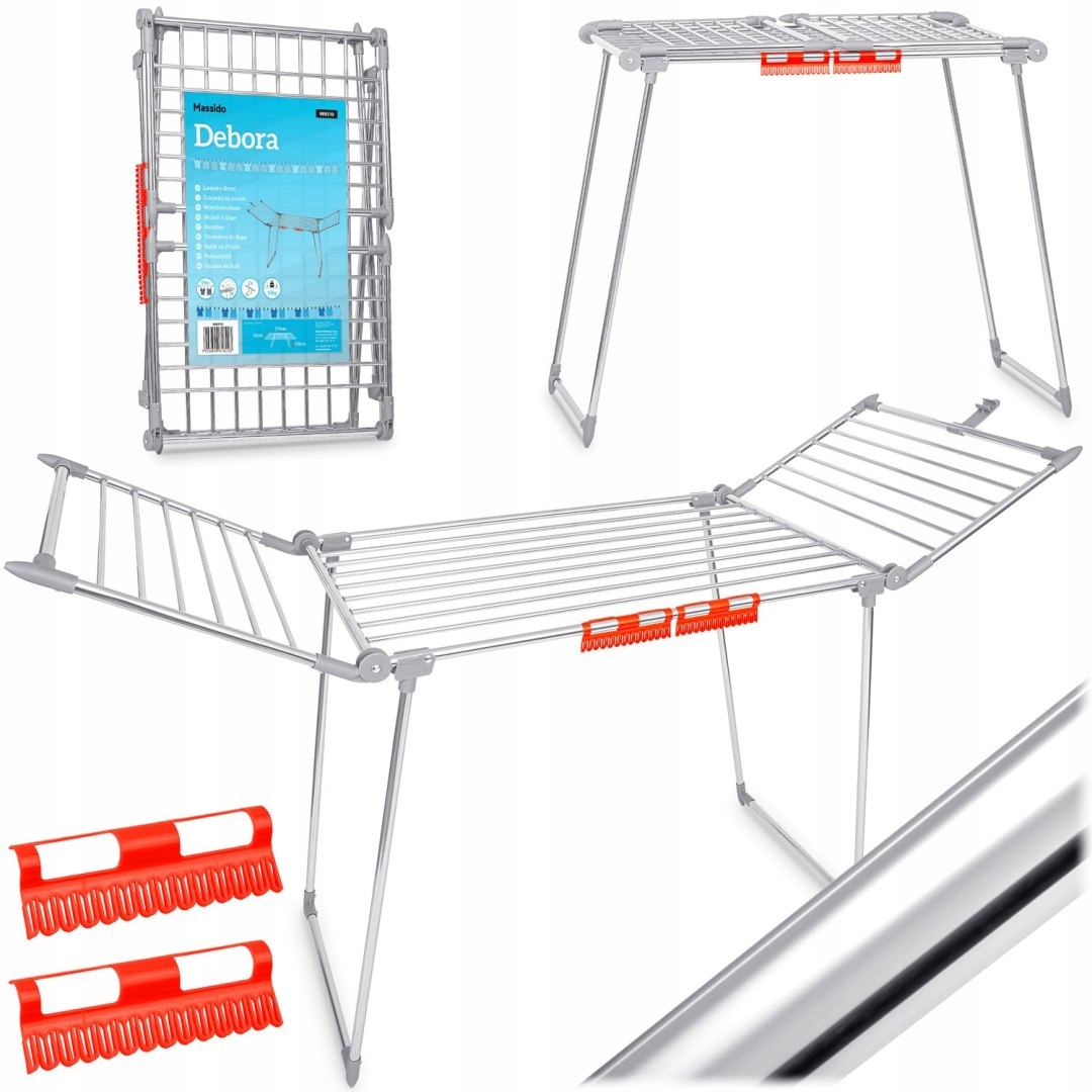 Levně Sušák na prádlo stojící rozkládací Debora nerezová ocel 19 m Massido