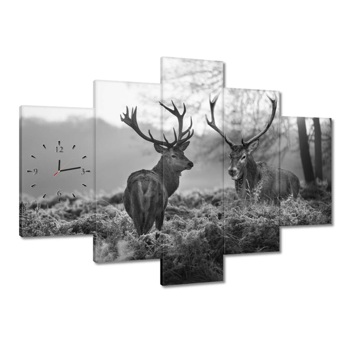 Hodiny 150x105 Čiernobiele jelene