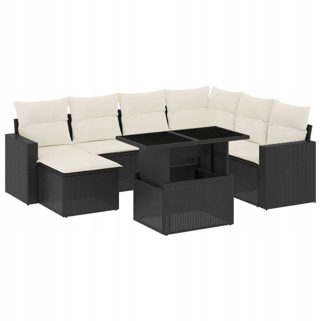 Set zahradního nábytku technorattan vidaXL černý 8 dílů