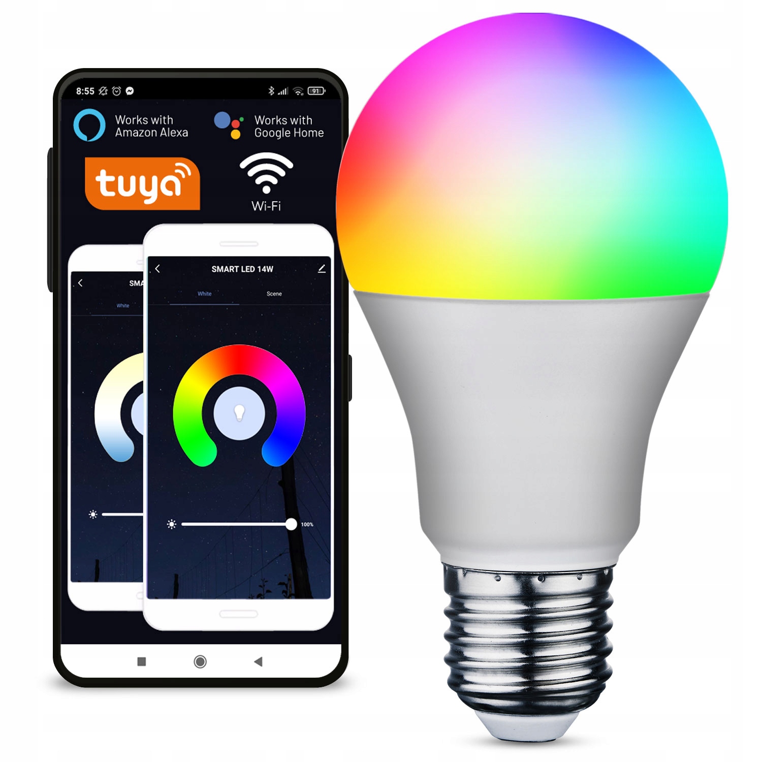 

Żarówka Wifi Tuya Led Rgb Smart Home 9,5W E27 Kobi
