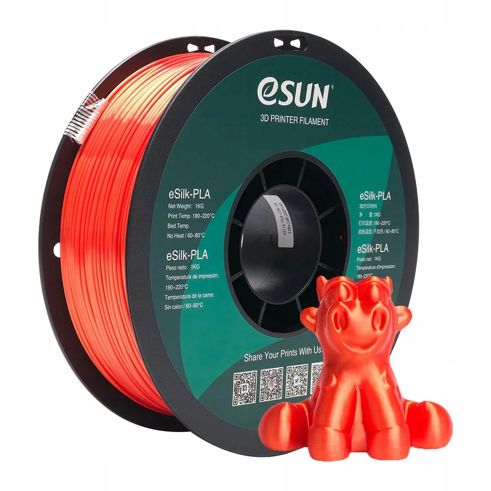eSun Silk-PLA Filament tęczowy 1.75mm 1kg papierowa szpula Stan opakowania oryginalne