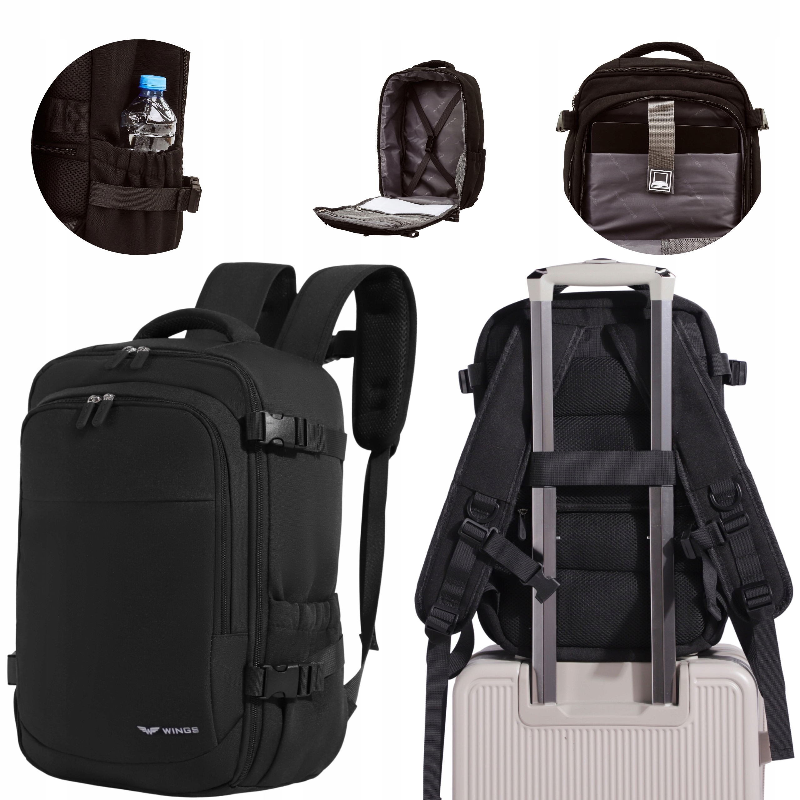 Batoh kabinový Wings příruční zavazadlo 40x25x20 Ryanair Wizz Air 20L notebook