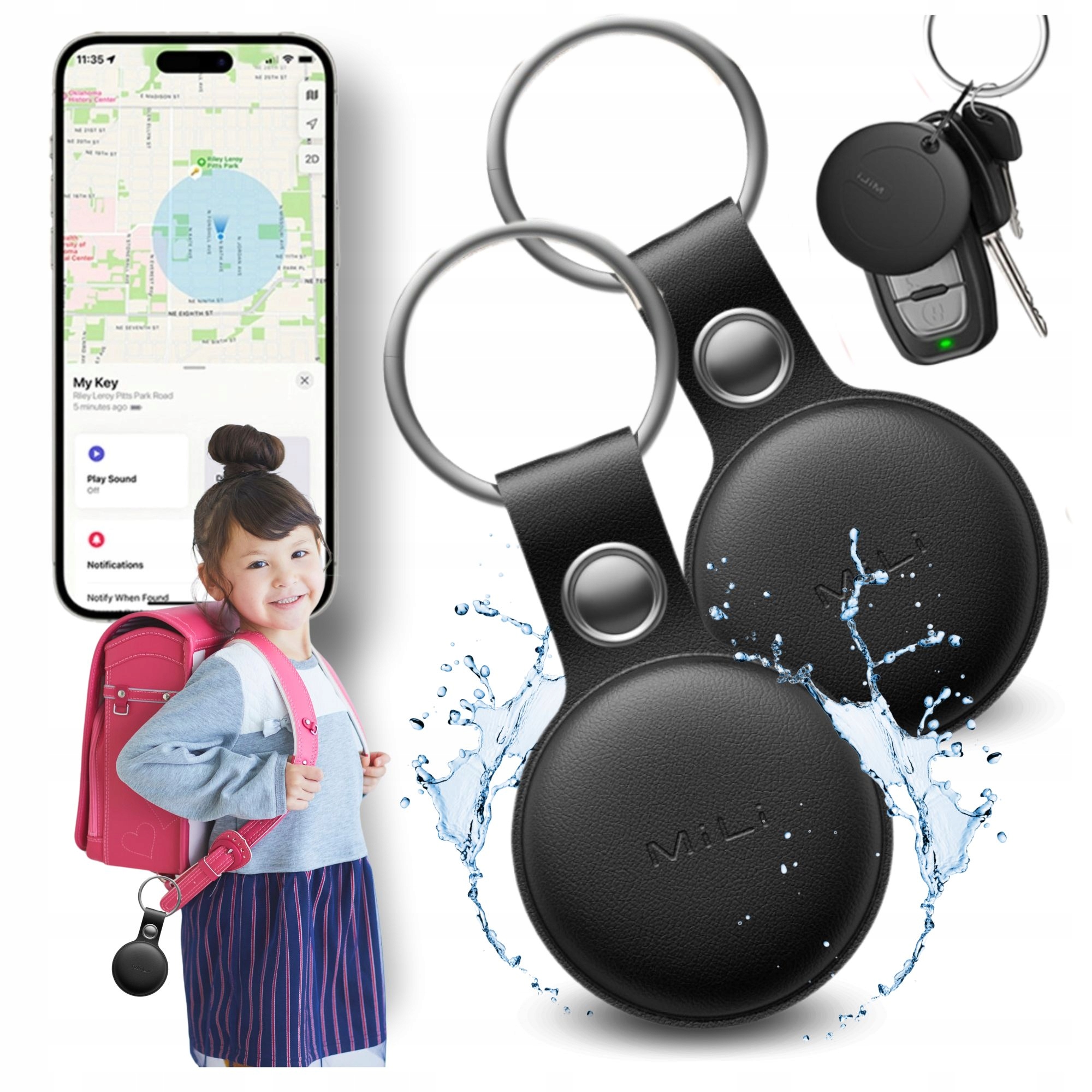 2x Gps lokátor MiTag MiLi Android přívěsek na klíče na batoh na klíče od psího zavazadla