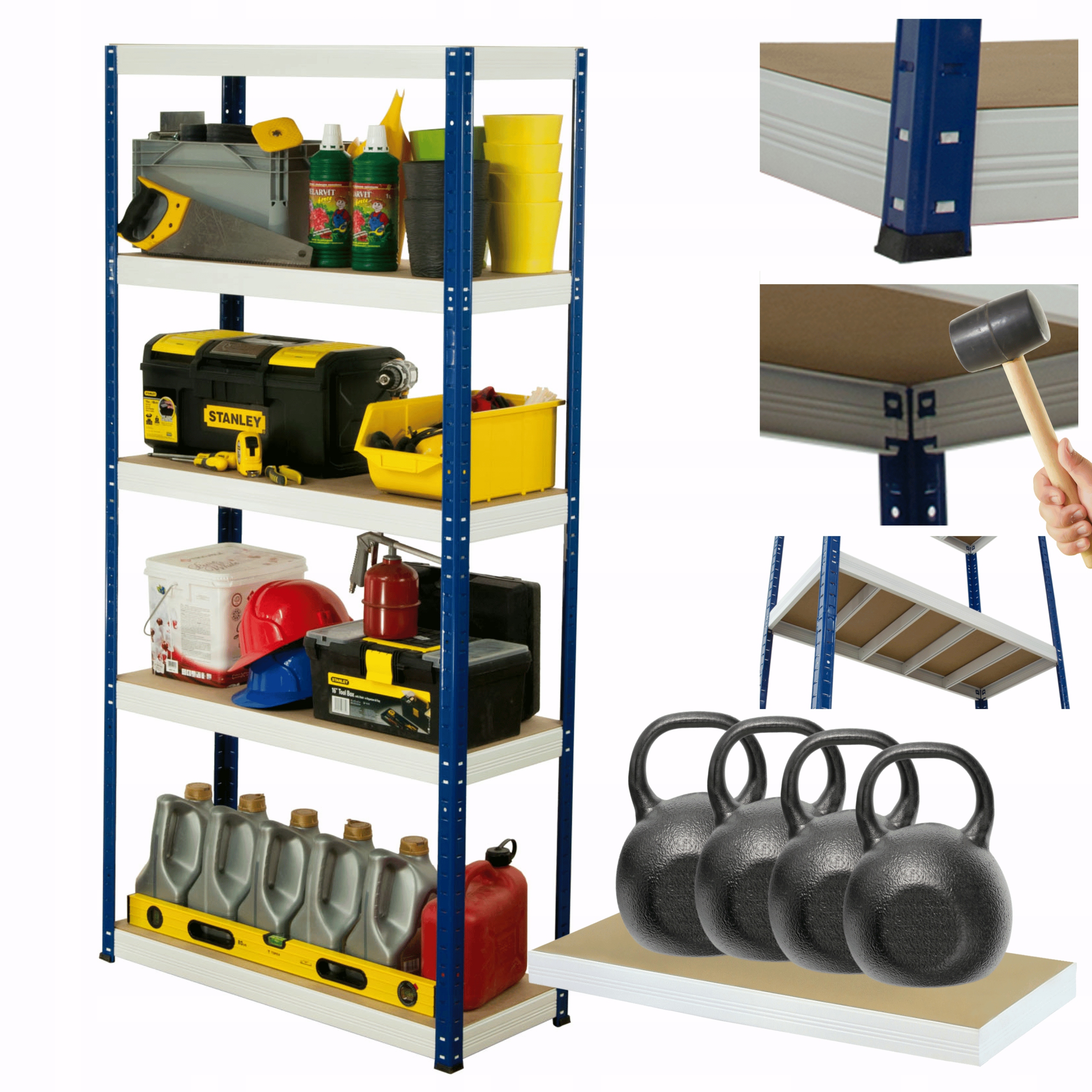 Dielenský regál kovový stojan Helios 196x120x35 cm 5Px400 kg Poľský