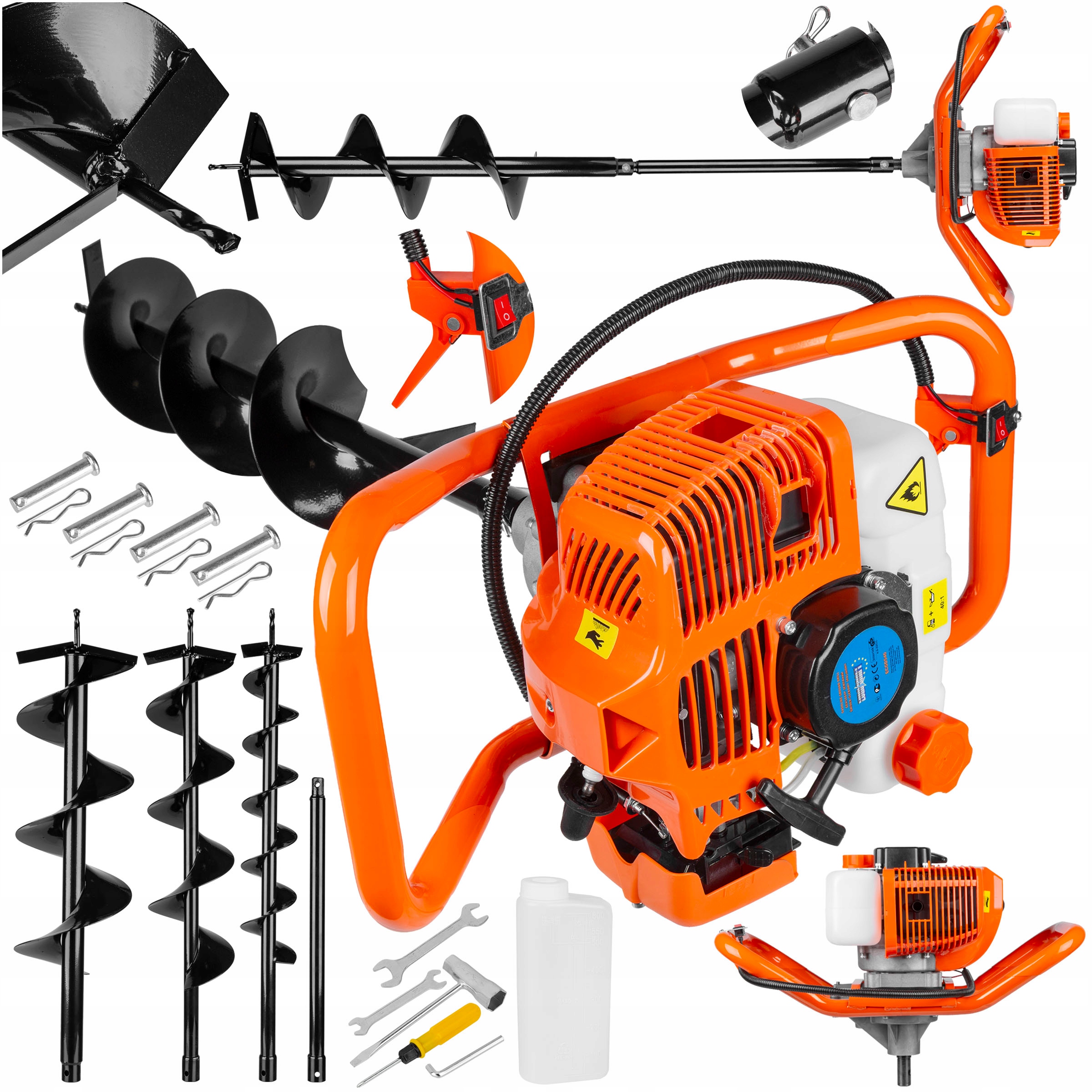 Бур для землі на бензині, 3 бури, 80 см, подовження 50 см