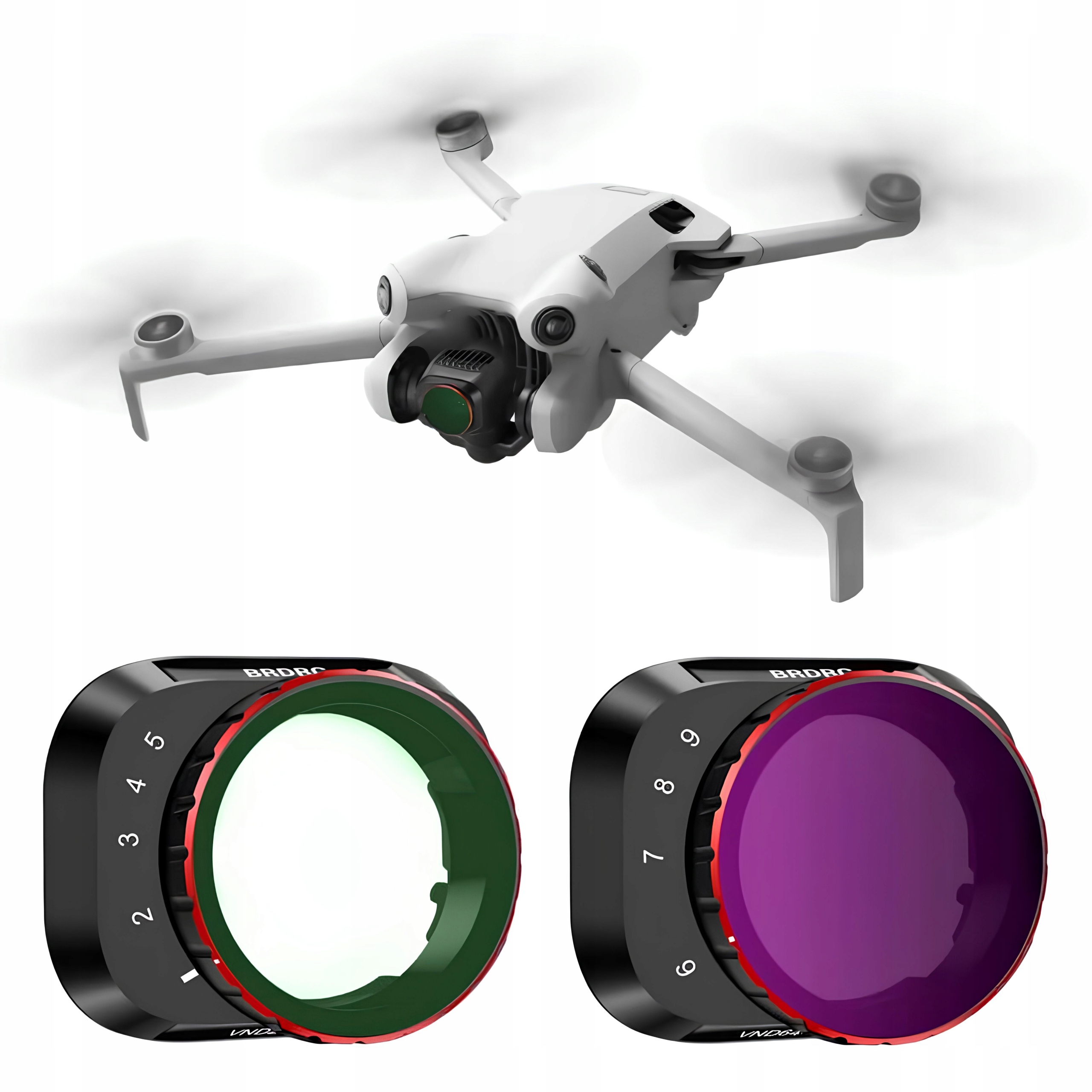 2x Regulovatelný filtr VND2 5 ND4 ND32 a VND6 9 ND64 ND512 pro Dji Mini 4 Pro