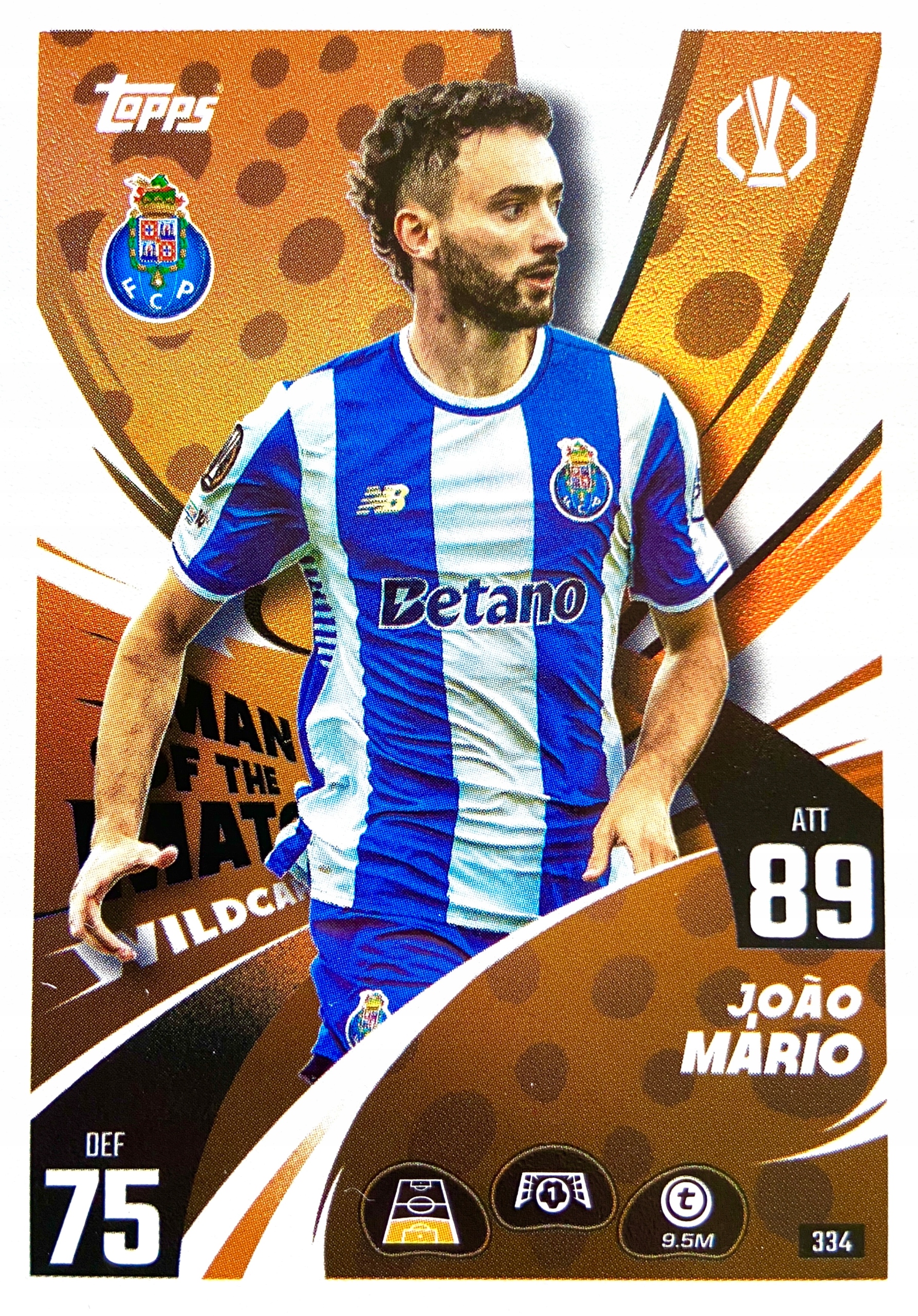 Match Attax Ucl 2025/26 2026 Man Of The Match Wildcard 334 Joao Mario Porto