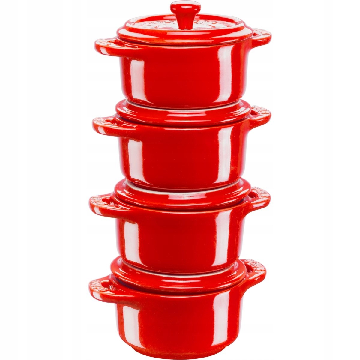 4x Mini Cocotte Okrúhly 10 cm, Červený Gift Giving Staub