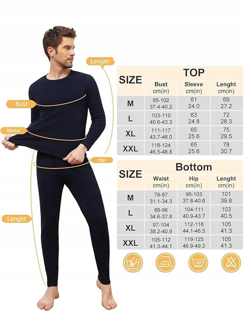 BIELIZNA TERMICZNA z podszewką z polaru MĘSKA KOMPLET DWUCZĘŚCIOWY roz XL Kolor biały