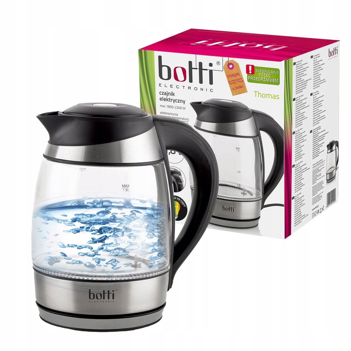 

Czajnik Elektryczny Bezprzewodowy Szklany Led