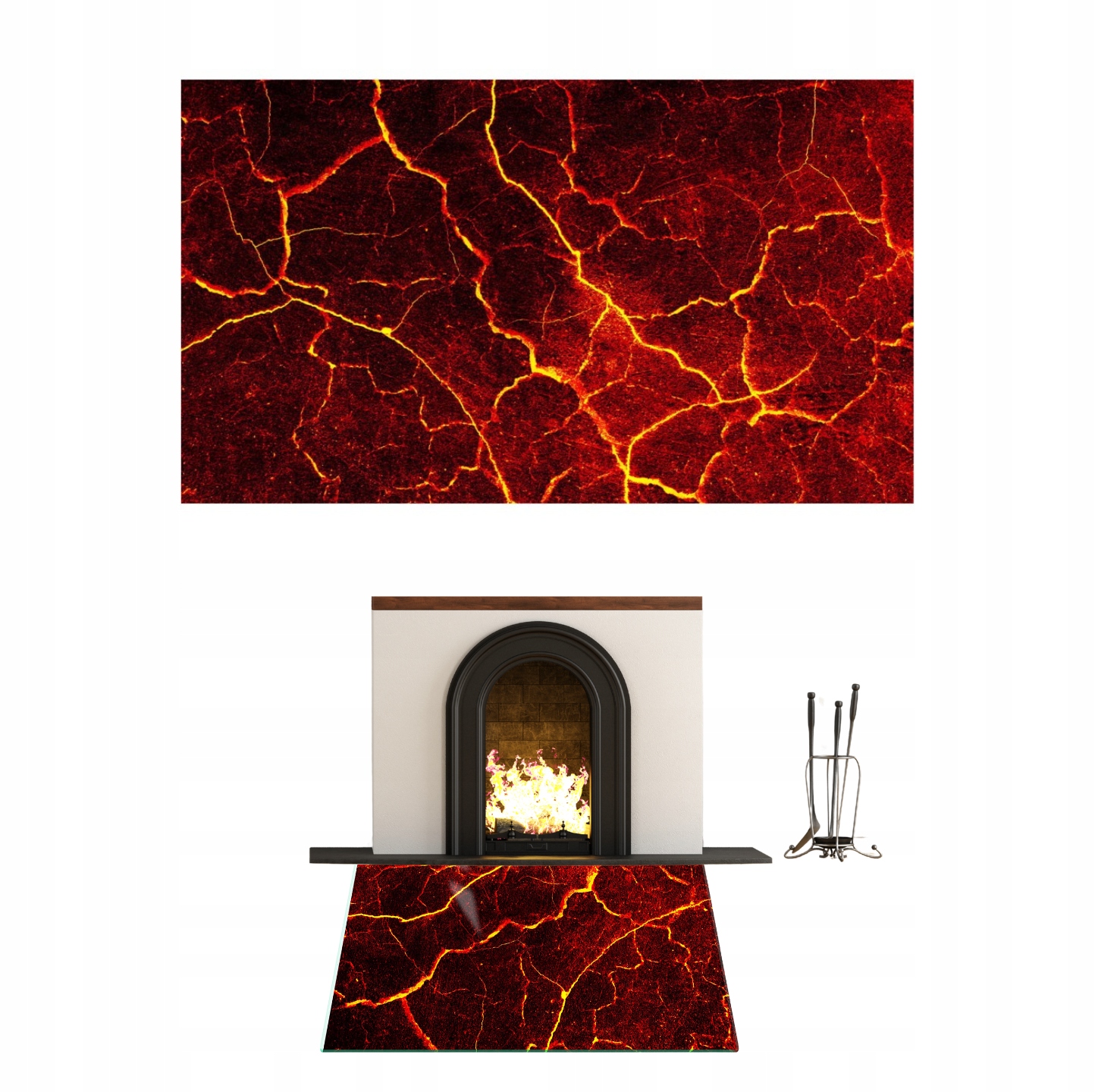 Tvrzené Sklo Sklo Krb Kozí Podložka Rozměr 52x45cm Grafika Lava