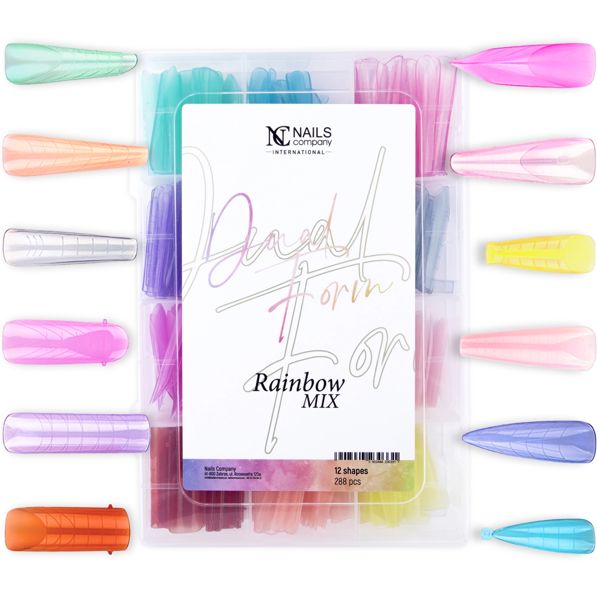 Nails Company Dual Formy pro prodlužování stavby nehtů Rainbow Mix 288ks