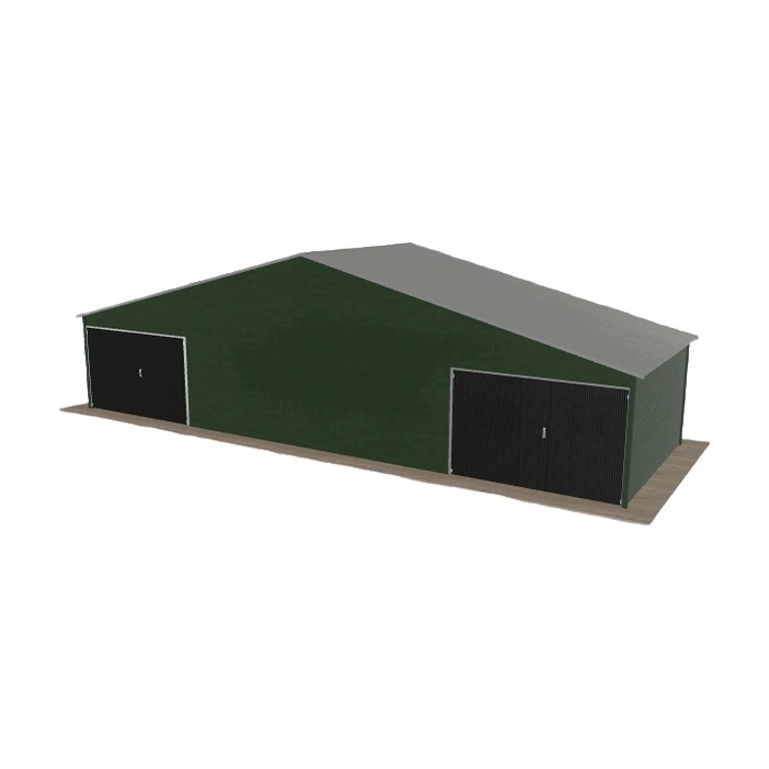 Plechová garáž 12x4 m, dvoupolohová, dvoupolohová, zelená