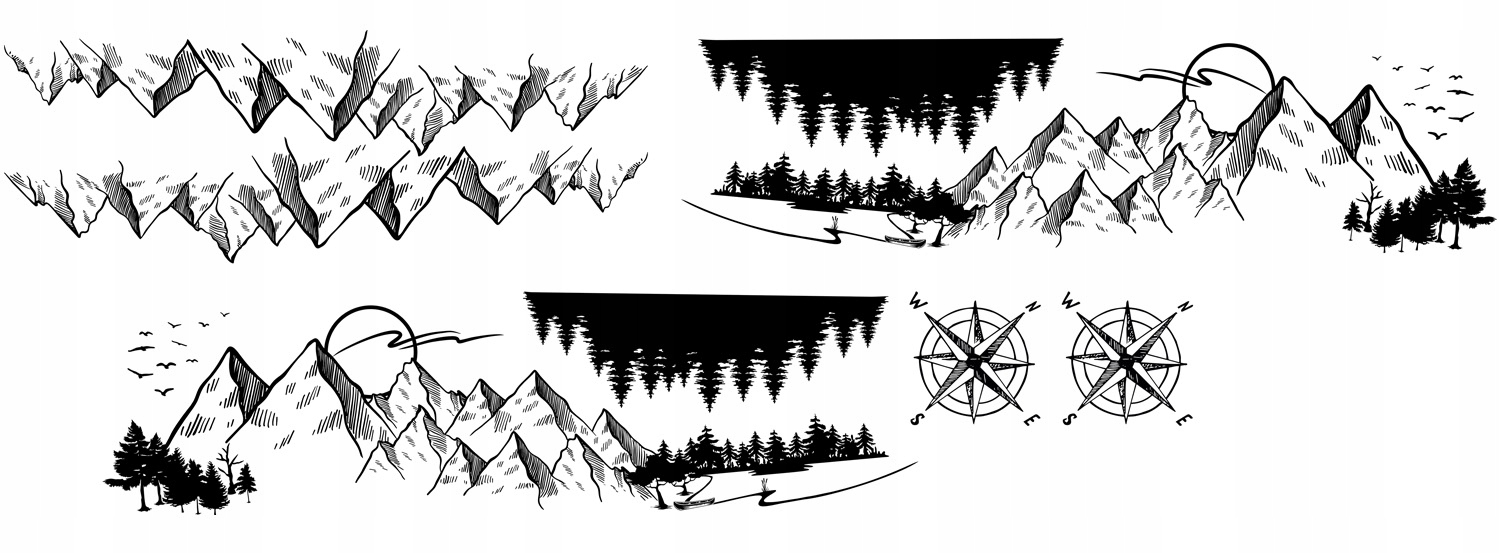 NAKLEJKA na Auto MOTYW GORY LAS KOMPAS 1033x93 cm Producent code MG1335