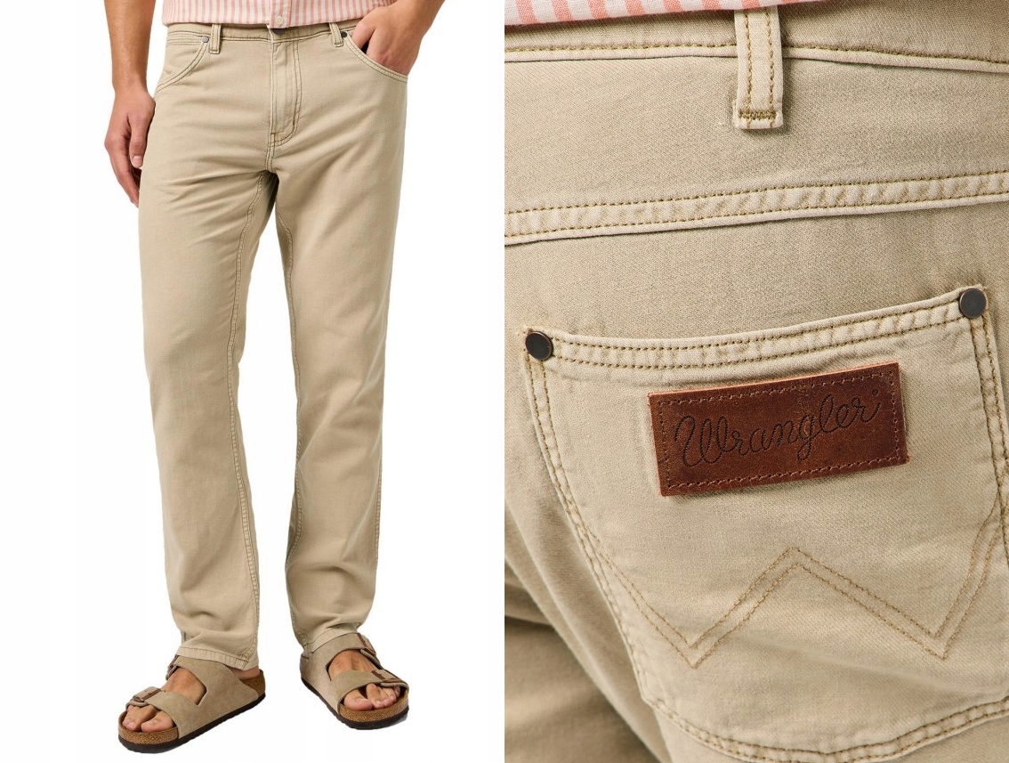 Wrangler tenké lněné kalhoty Jeans Greensboro 803 Timberwolf w38 l32