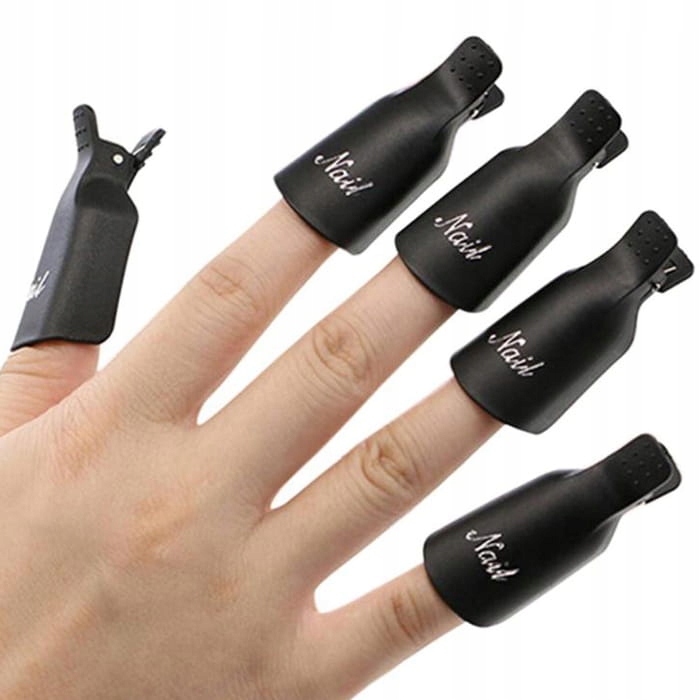 KLIPSY do Usuwania Ściągania hybrydy, żelu, akrylu CZARNE 10 sztuk