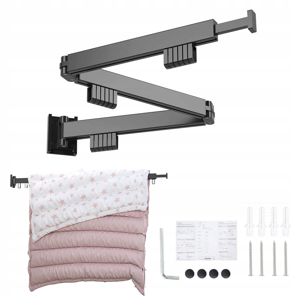 Levně Skládací Věšák Na Zeď 18 Háků Max. Zatížení 50 Kg Celková Délka 127 CM